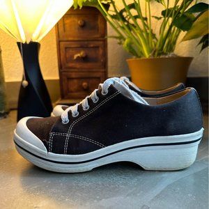 Dansko Vegan Veda Canvas Clog Platform Tennis Shoes Black White Women’s Size 36